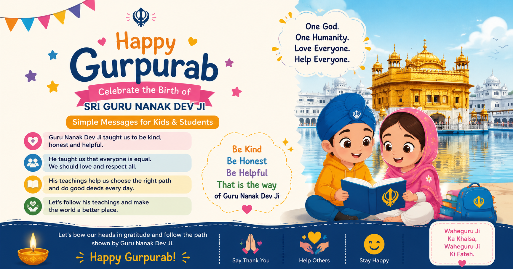 ๐ง Simple Gurpurab Messages for Kids and Students