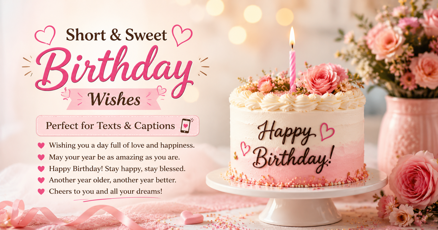 Short & Sweet Birthday Wishes (Perfect for Texts & Captions)