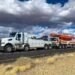 Heavy wrecker preparing to recover a semi truck near Williams Arizona
