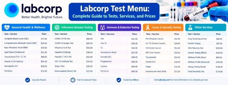 Labcorp Test Menu With Prices: Complete Guide to Lab Tests, Blood Work, and Health Screenings