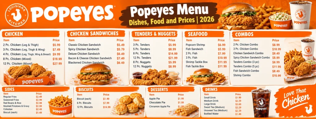 Popeyes Menu With Prices: Complete Guide to Chicken, Sandwiches, Sides, Combos, and Deals