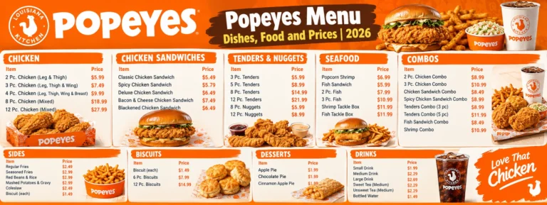 Popeyes Menu With Prices: Complete Guide to Chicken, Sandwiches, Sides, Combos, and Deals